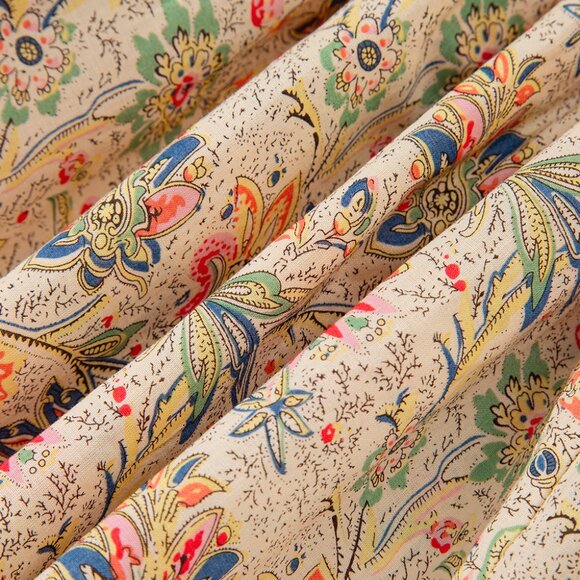 B263 Apricot Floral Print Spaghetti Straps Ruffled Peplum Tank Top - Picture 13 of 13